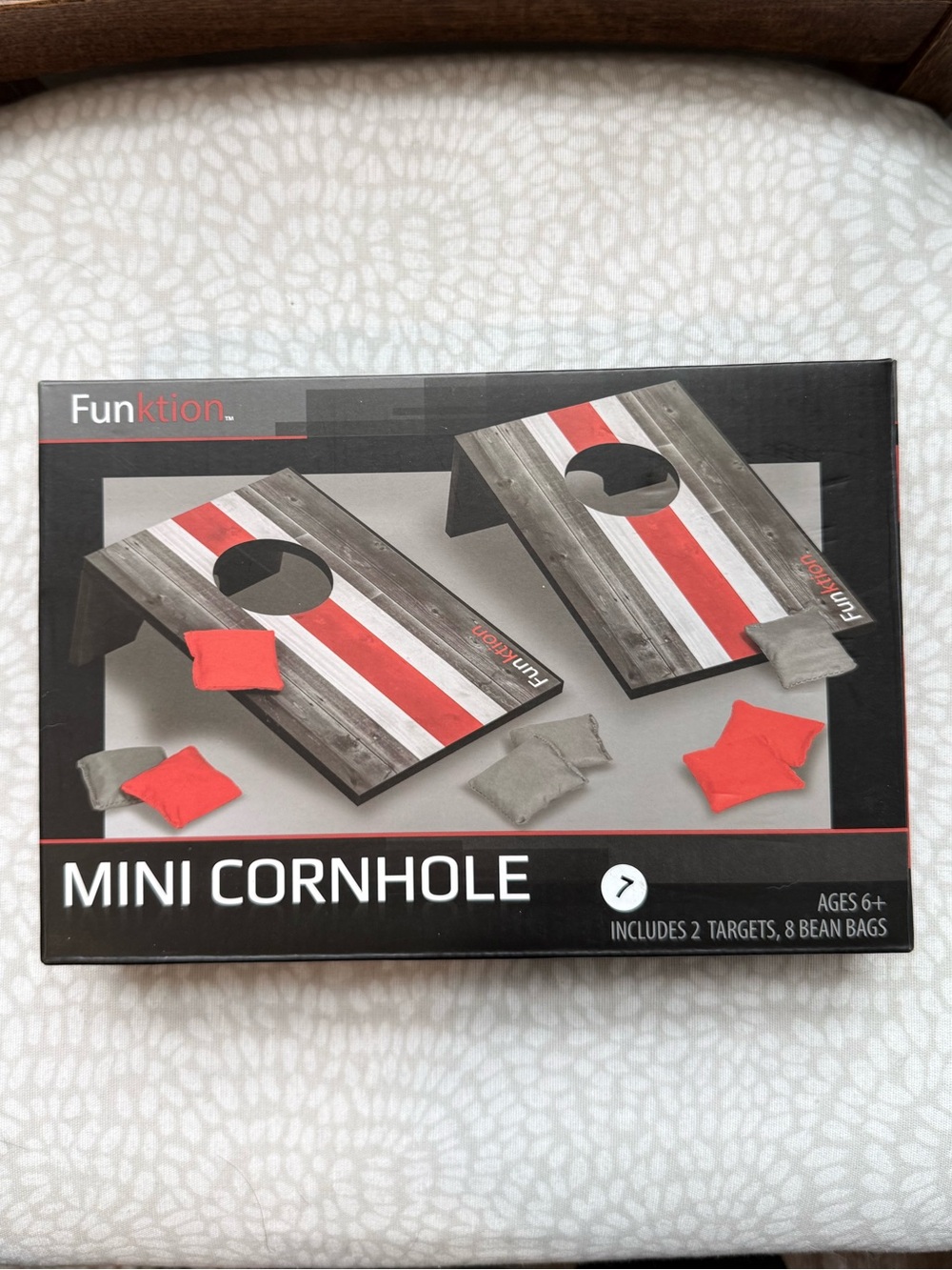 Funktion Mini Cornhole Set 2 Boards 8 Bean Bags Indoor Tabletop Game